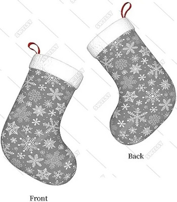 Снежинки Зимна Коледа върху сиви коледни чорапи, 17\