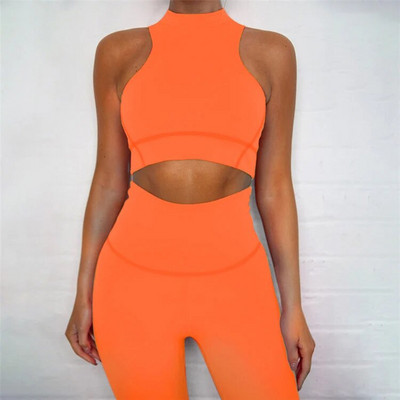 Bešavni sportski set Ženski 2PCS Crop Top grudnjak Tajice Odjeća za vježbanje Rebrasto pletenje Odijelo za teretanu Ženski kompleti za jogu Odjeća