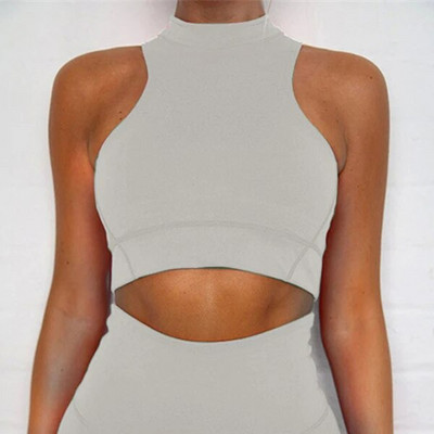 Bešavni sportski set Ženski 2PCS Crop Top grudnjak Tajice Odjeća za vježbanje Rebrasto pletenje Odijelo za teretanu Ženski kompleti za jogu Odjeća