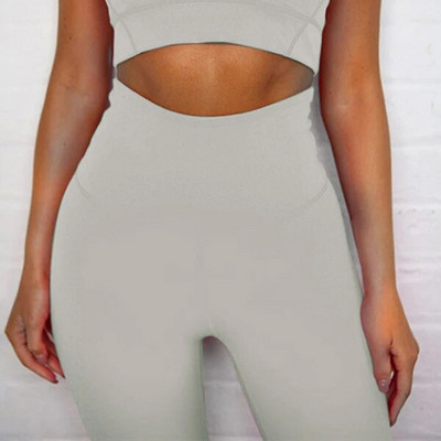 Bešavni sportski set Ženski 2PCS Crop Top grudnjak Tajice Odjeća za vježbanje Rebrasto pletenje Odijelo za teretanu Ženski kompleti za jogu Odjeća