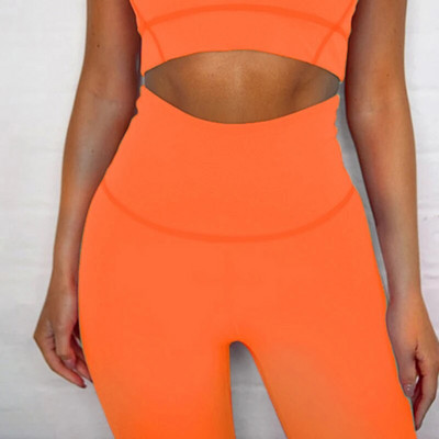 Bešavni sportski set Ženski 2PCS Crop Top grudnjak Tajice Odjeća za vježbanje Rebrasto pletenje Odijelo za teretanu Ženski kompleti za jogu Odjeća