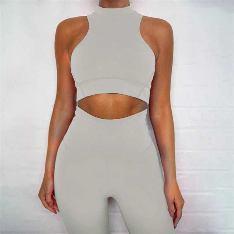 Bešavni sportski set Ženski 2PCS Crop Top grudnjak Tajice Odjeća za vježbanje Rebrasto pletenje Odijelo za teretanu Ženski kompleti za jogu Odjeća
