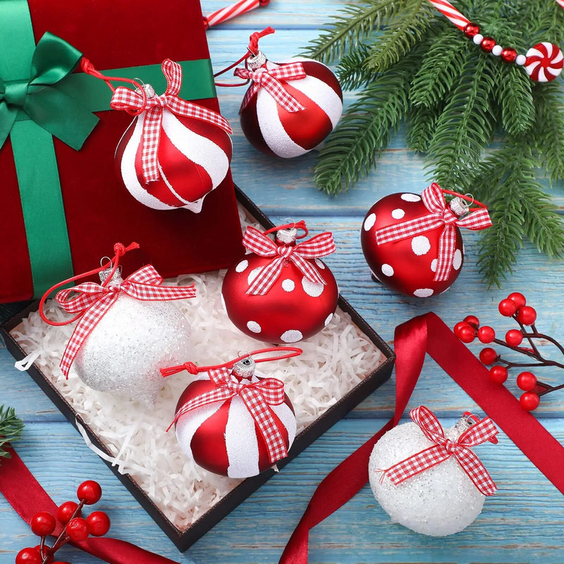 Ballītes mājas dekorēšana 12 gab. Piparmētru konfekšu rotājumu komplekts Ziemassvētku konfekšu bumbiņas Ziemassvētku eglītes kulons Jaungada dāvana
