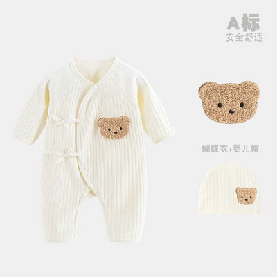 Bodiji i jednodijelni kombinezoni za novorođenčad Odjeća za novorođenče Odjeća s leptirima od čistog pamuka Jednobojni kombinezoni za bebe dugih rukava