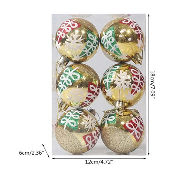 Σετ 6 τμχ Κρεμαστό σχέδιο Διακοσμητικό χριστουγεννιάτικο δέντρο στολίδια μπάλα για διακόσμηση χριστουγεννιάτικου δέντρου Πολύχρωμα στολίδια