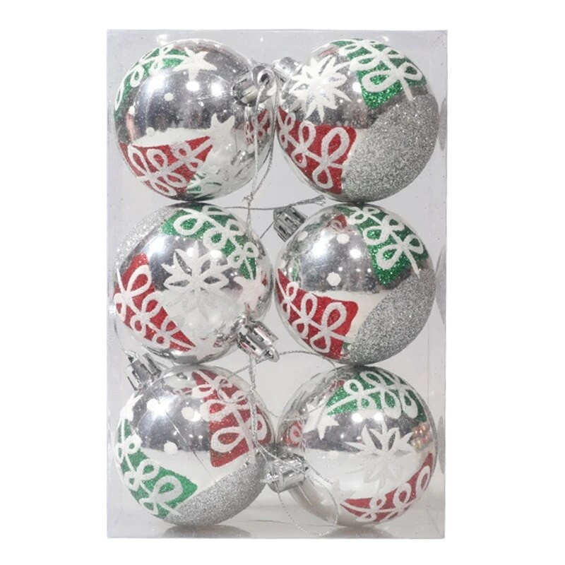 6 db szett Akasztható design karácsonyfa dekorációs golyós díszek karácsonyfa díszítéshez többszínű dekorációk