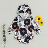 2023 Vintage Nou-născut Bebeluși Băieți Fete Body Haine Costuită Imprimare de flori Mâneci lungi Hanorace cu glugă Salopete Combi