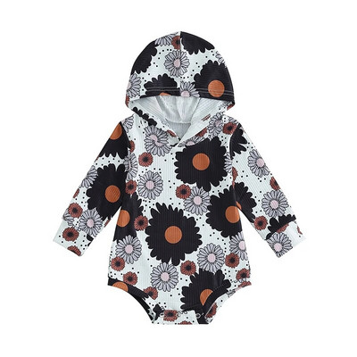 2023 Vintage Nou-născut Bebeluși Băieți Fete Body Haine Costuită Imprimare de flori Mâneci lungi Hanorace cu glugă Salopete Combi