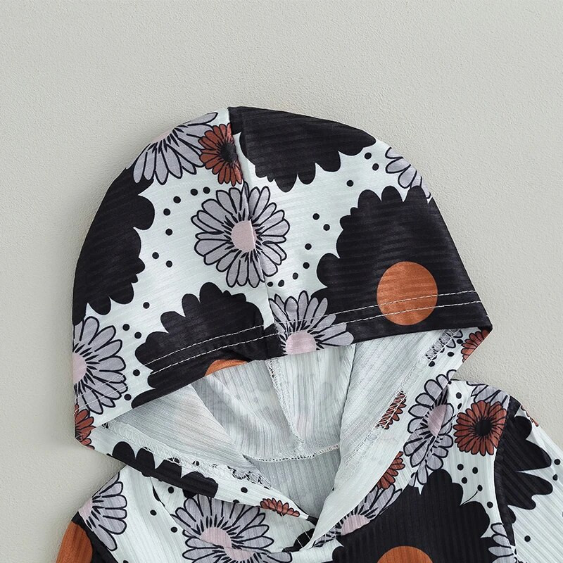 2023 Vintage Nou-născut Bebeluși Băieți Fete Body Haine Costuită Imprimare de flori Mâneci lungi Hanorace cu glugă Salopete Combi