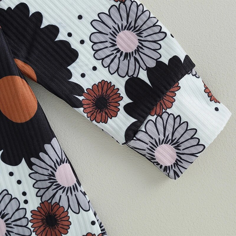 2023 Vintage Nou-născut Bebeluși Băieți Fete Body Haine Costuită Imprimare de flori Mâneci lungi Hanorace cu glugă Salopete Combi