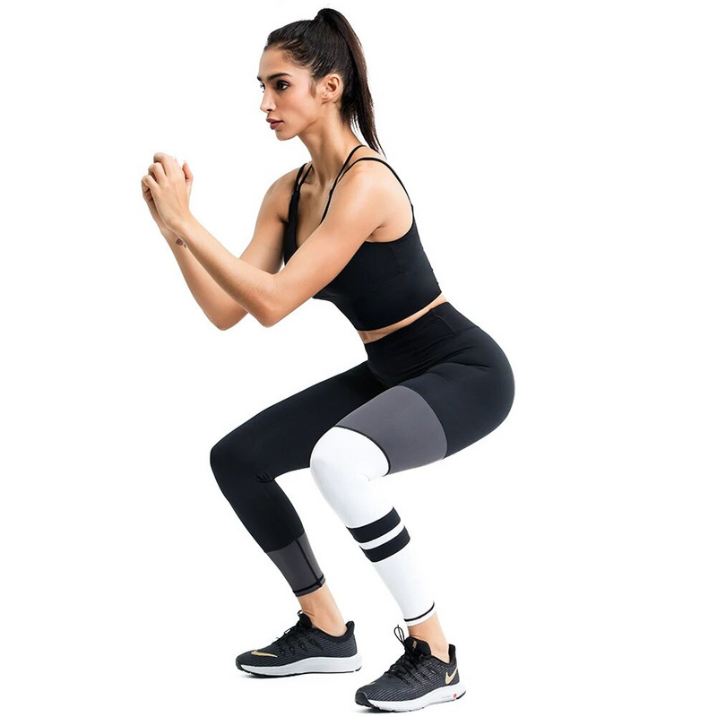 LUKITAS set za jogu Ženski kompleti za jogu za teretanu Sportski grudnjak + hlače Sportska odjeća Patchwork prugasto visoko elastično prozračno sportsko odijelo za trčanje XL