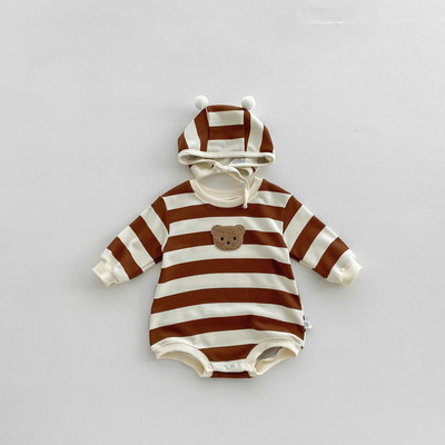 7580 Odjeća za novorođenčad Dječji bodi Jesen 2023. Nova jednostavna modna jednodijelna odjeća za dječake Slatka odjeća za penjanje sa šeširom