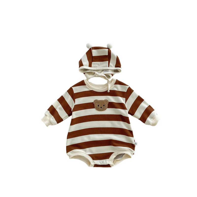 7580 Odjeća za novorođenčad Dječji bodi Jesen 2023. Nova jednostavna modna jednodijelna odjeća za dječake Slatka odjeća za penjanje sa šeširom