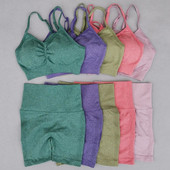 Bešavni kompleti za jogu Ženska odjeća za teretanu Sportska odjeća za fitness Kratke hlače za trčanje Sportski grudnjak Sportski komplet za vježbanje 2-dijelni sportski komplet