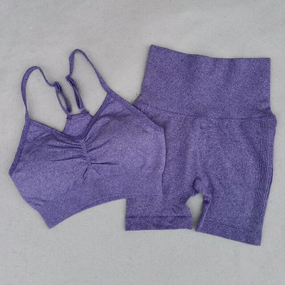 Bešavni kompleti za jogu Ženska odjeća za teretanu Sportska odjeća za fitness Kratke hlače za trčanje Sportski grudnjak Sportski komplet za vježbanje 2-dijelni sportski komplet