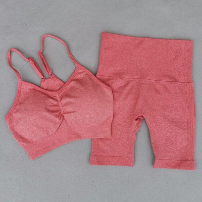 Bešavni kompleti za jogu Ženska odjeća za teretanu Sportska odjeća za fitness Kratke hlače za trčanje Sportski grudnjak Sportski komplet za vježbanje 2-dijelni sportski komplet