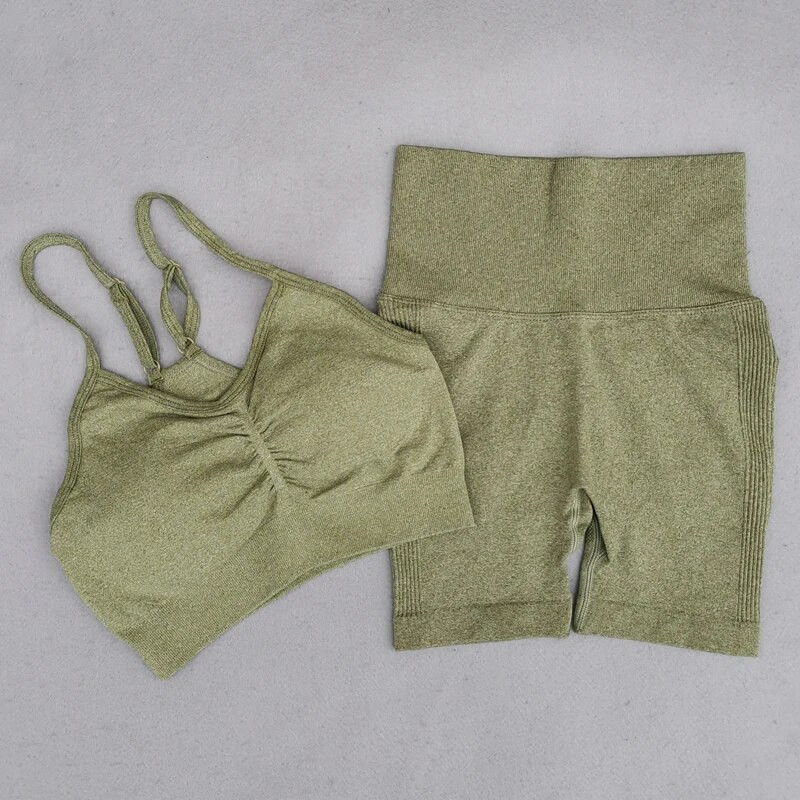 Bešavni kompleti za jogu Ženska odjeća za teretanu Sportska odjeća za fitness Kratke hlače za trčanje Sportski grudnjak Sportski komplet za vježbanje 2-dijelni sportski komplet