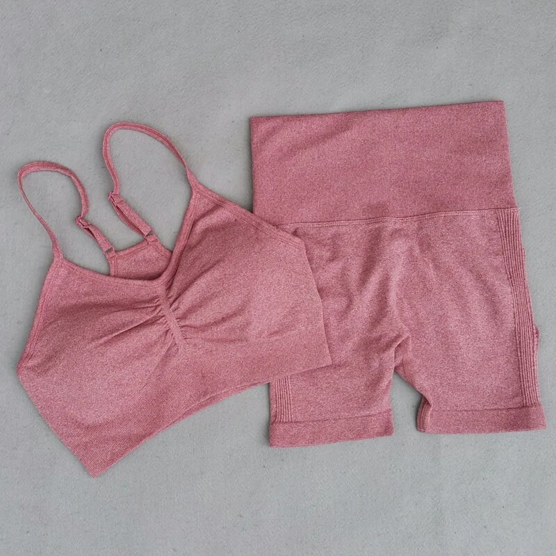 Bešavni kompleti za jogu Ženska odjeća za teretanu Sportska odjeća za fitness Kratke hlače za trčanje Sportski grudnjak Sportski komplet za vježbanje 2-dijelni sportski komplet