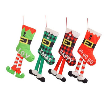 Коледни чорапи 22 инча голям размер с дълги крака Висящи чорапи Декорации за ваканционен семеен парти Декор Подаръчна чанта