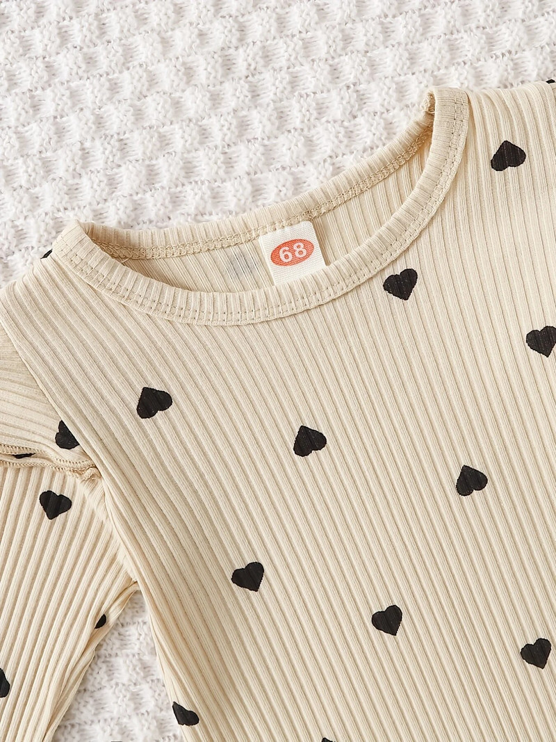 Kombinezon s volanima od 2 komada za novorođenčad, kombinezon s dugim rukavima i okruglim izrezom, komplet kombinezona i hlačica s elastičnim strukom za bebe