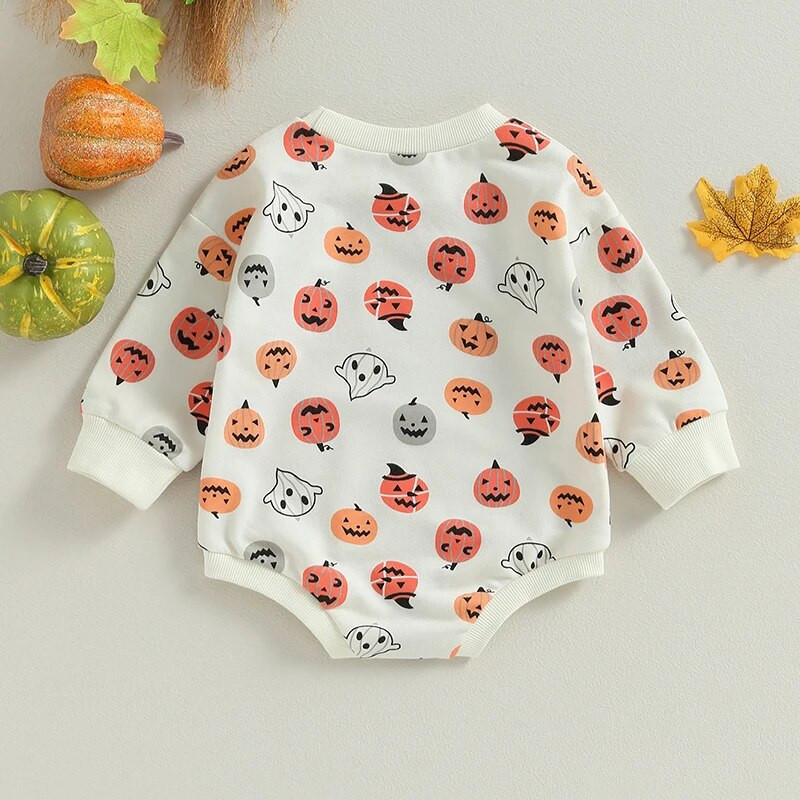 Halovīni, mazuļi, meitenes, zēni, sporta krekli, svīteri, apģērbi, spoku, ķirbju apdruka, apdruka ar garām piedurknēm, o-veida kakla izgriezumu, kombinezoni, rotaļu tērpi, kombinezoni