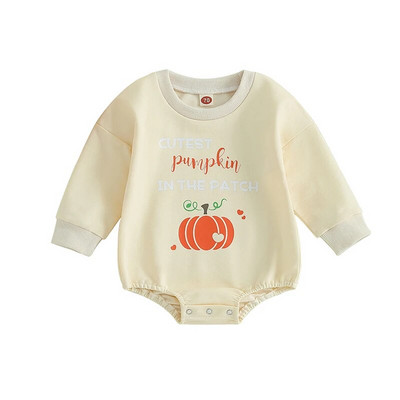 Halloween Hlače za novorođenčad Djevojčice Odjeća Jesen Dugi rukavi Okrugli izrez Slova Pumpkin print Sweatshirts Kombinezoni Sports