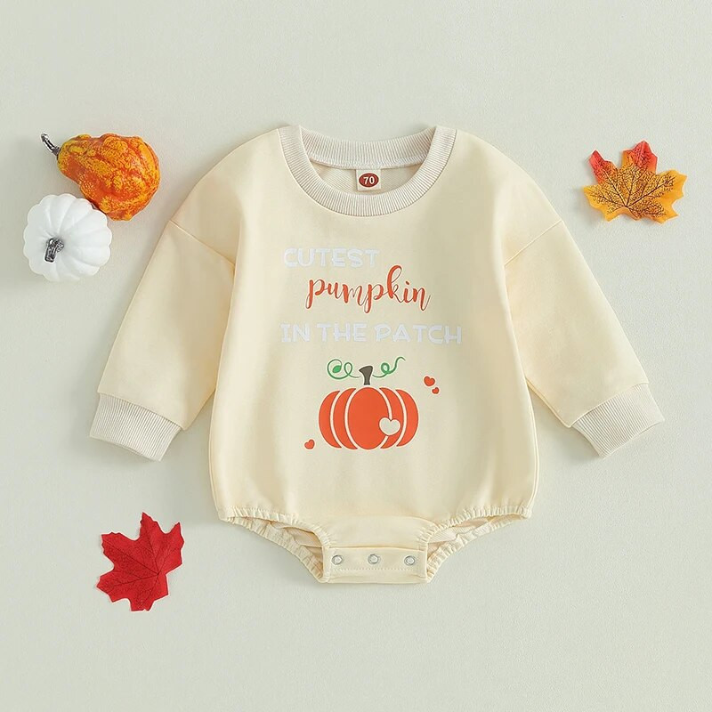 Halloween Hlače za novorođenčad Djevojčice Odjeća Jesen Dugi rukavi Okrugli izrez Slova Pumpkin print Sweatshirts Kombinezoni Sports