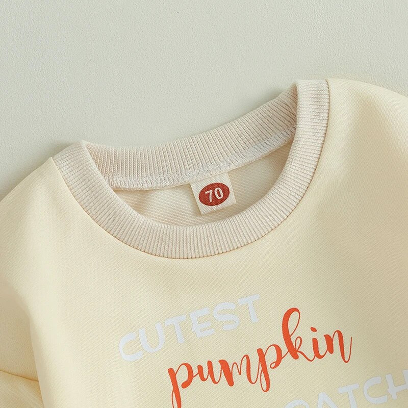 Halloween Hlače za novorođenčad Djevojčice Odjeća Jesen Dugi rukavi Okrugli izrez Slova Pumpkin print Sweatshirts Kombinezoni Sports