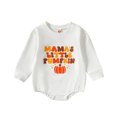 ma&baby 0-24M Halloween újszülött csecsemő baba fiú lány póló hosszú ujjú betűs sütőtök mintás jumpsuit játszóruha jelmez D06