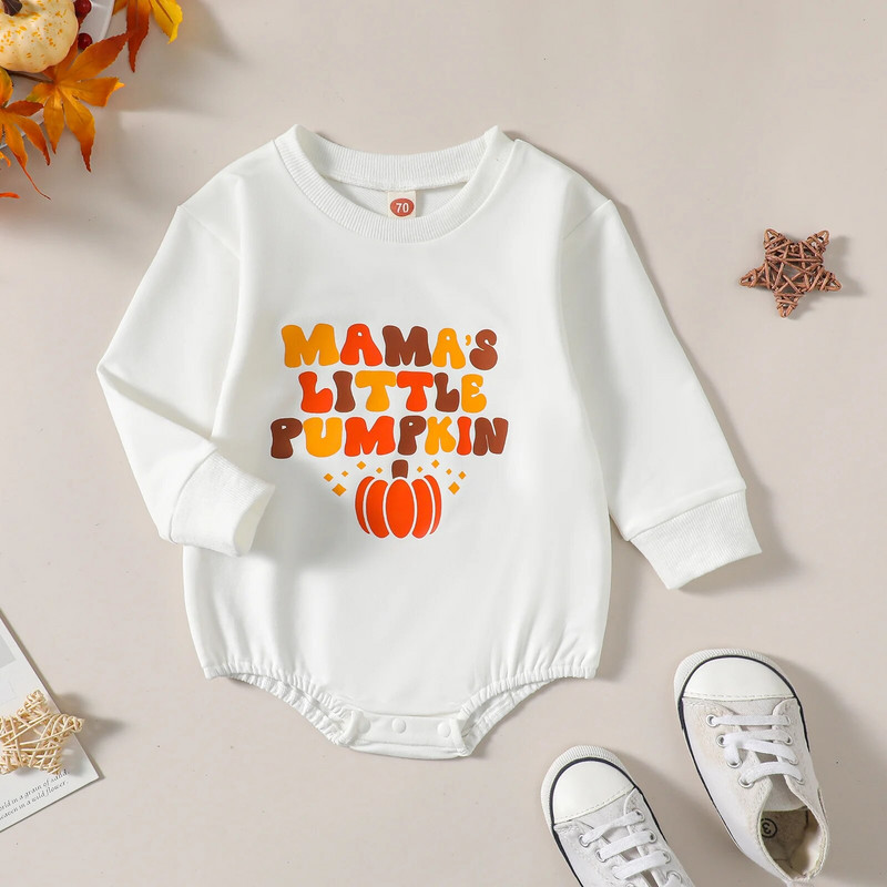 ma&baby 0-24M Halloween újszülött csecsemő baba fiú lány póló hosszú ujjú betűs sütőtök mintás jumpsuit játszóruha jelmez D06