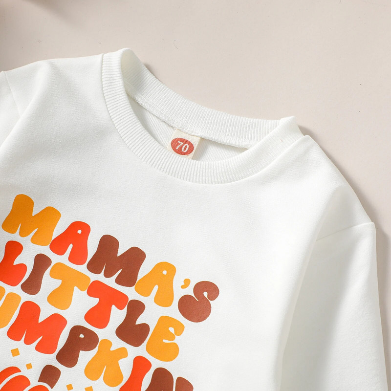 ma&baby 0-24M Halloween újszülött csecsemő baba fiú lány póló hosszú ujjú betűs sütőtök mintás jumpsuit játszóruha jelmez D06