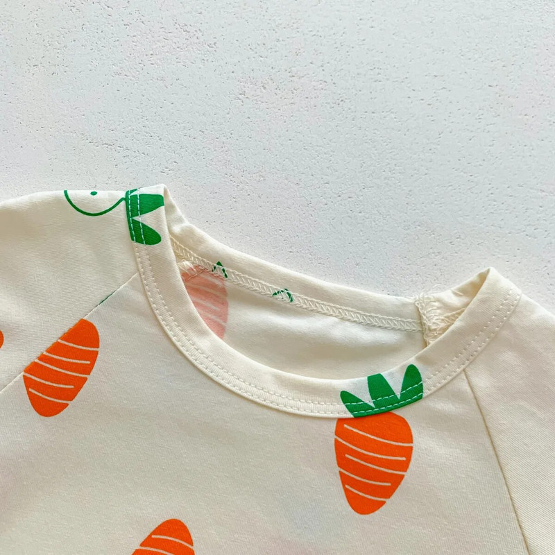 5748B Odjeća za novorođenčad Ljeto 2023. Hot Sale Jednodijelna odjeća za dječake Mali svježi print Odjeća za penjanje sa šeširom za slatke djevojčice