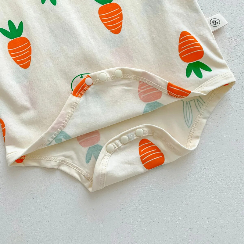 5748B Odjeća za novorođenčad Ljeto 2023. Hot Sale Jednodijelna odjeća za dječake Mali svježi print Odjeća za penjanje sa šeširom za slatke djevojčice