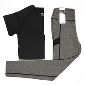 RealLion joogakomplekt Naiste pluus, must lühikeste varrukatega särk, püksid, jooksutreening, sport, kaheosaline ülikond, naiste rõivakomplekt