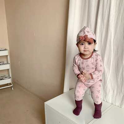 7519 Komplet odjeće za bebe Jesen 2023 Novo korejsko modno odijelo za djevojke Kućna odjeća Bodi + hlače visokog struka Dvodijelno odijelo