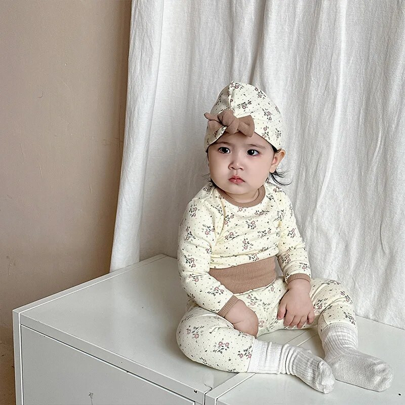 7519 Komplet odjeće za bebe Jesen 2023 Novo korejsko modno odijelo za djevojke Kućna odjeća Bodi + hlače visokog struka Dvodijelno odijelo