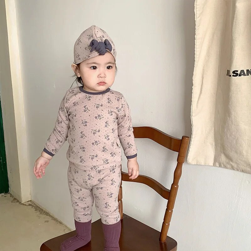 7519 Komplet odjeće za bebe Jesen 2023 Novo korejsko modno odijelo za djevojke Kućna odjeća Bodi + hlače visokog struka Dvodijelno odijelo