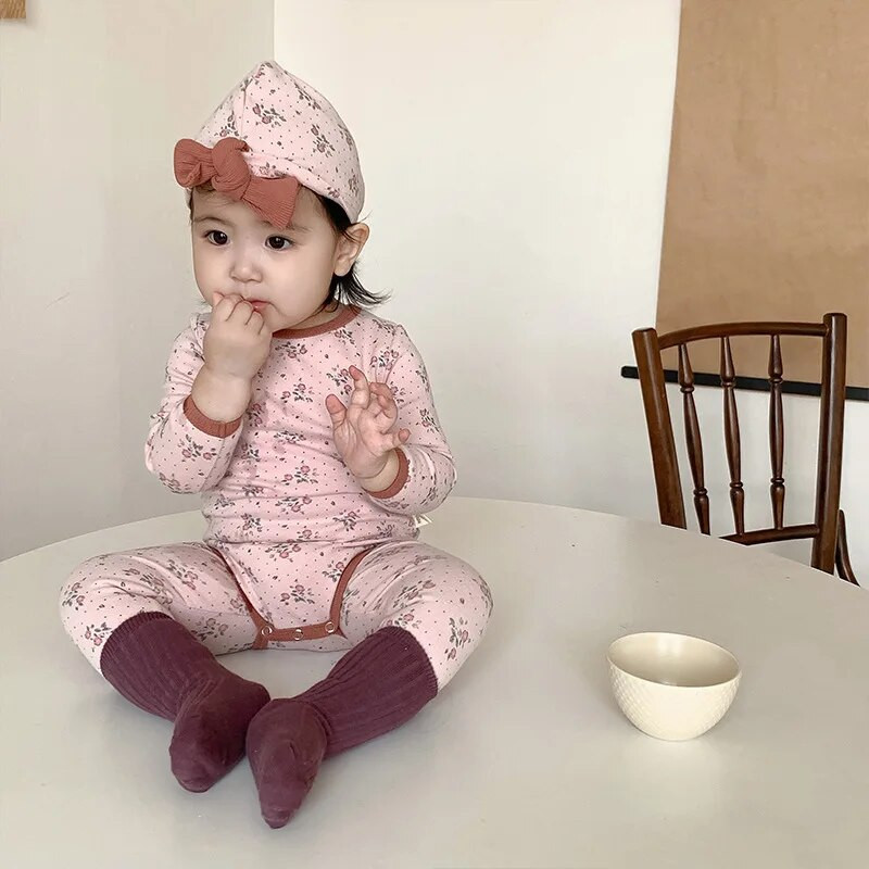 7519 Komplet odjeće za bebe Jesen 2023 Novo korejsko modno odijelo za djevojke Kućna odjeća Bodi + hlače visokog struka Dvodijelno odijelo