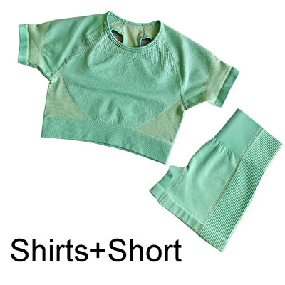 2kom Ženski komplet za jogu Ljetni sport Vital Bešavni sportski odijelo Grudnjak Odjeća za teretanu Fitness Crop Top Majica Visokog struka Kratke hlače Sportska odjeća