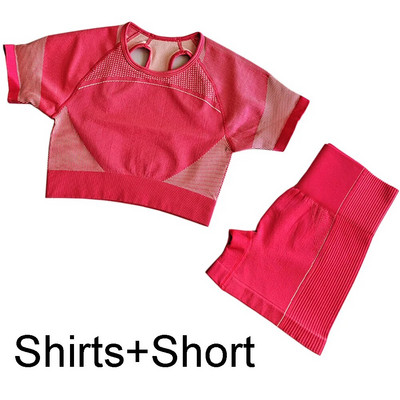 2kom Ženski komplet za jogu Ljetni sport Vital Bešavni sportski odijelo Grudnjak Odjeća za teretanu Fitness Crop Top Majica Visokog struka Kratke hlače Sportska odjeća