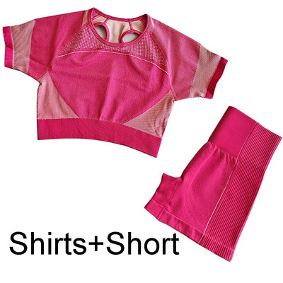 2kom Ženski komplet za jogu Ljetni sport Vital Bešavni sportski odijelo Grudnjak Odjeća za teretanu Fitness Crop Top Majica Visokog struka Kratke hlače Sportska odjeća