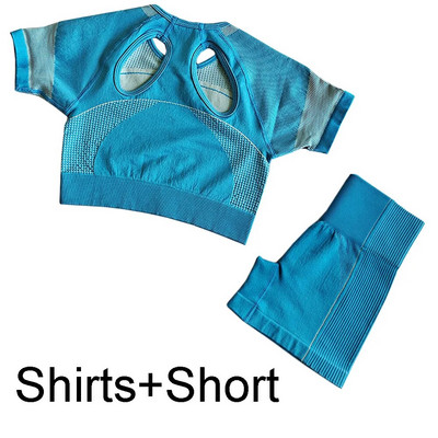 2kom Ženski komplet za jogu Ljetni sport Vital Bešavni sportski odijelo Grudnjak Odjeća za teretanu Fitness Crop Top Majica Visokog struka Kratke hlače Sportska odjeća