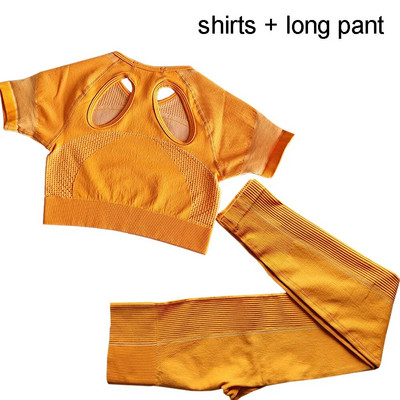 2kom Ženski komplet za jogu Ljetni sport Vital Bešavni sportski odijelo Grudnjak Odjeća za teretanu Fitness Crop Top Majica Visokog struka Kratke hlače Sportska odjeća