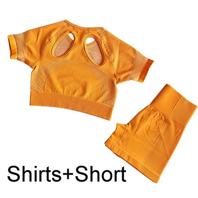 2kom Ženski komplet za jogu Ljetni sport Vital Bešavni sportski odijelo Grudnjak Odjeća za teretanu Fitness Crop Top Majica Visokog struka Kratke hlače Sportska odjeća