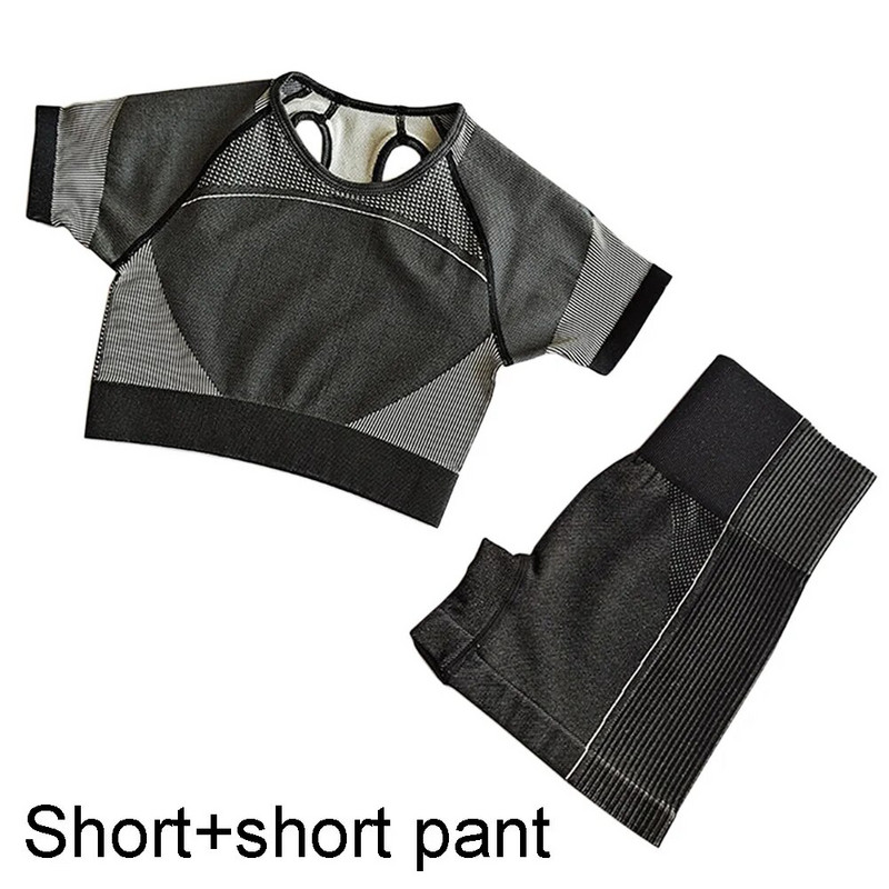 2kom Ženski komplet za jogu Ljetni sport Vital Bešavni sportski odijelo Grudnjak Odjeća za teretanu Fitness Crop Top Majica Visokog struka Kratke hlače Sportska odjeća
