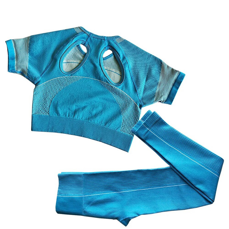 2kom Ženski komplet za jogu Ljetni sport Vital Bešavni sportski odijelo Grudnjak Odjeća za teretanu Fitness Crop Top Majica Visokog struka Kratke hlače Sportska odjeća