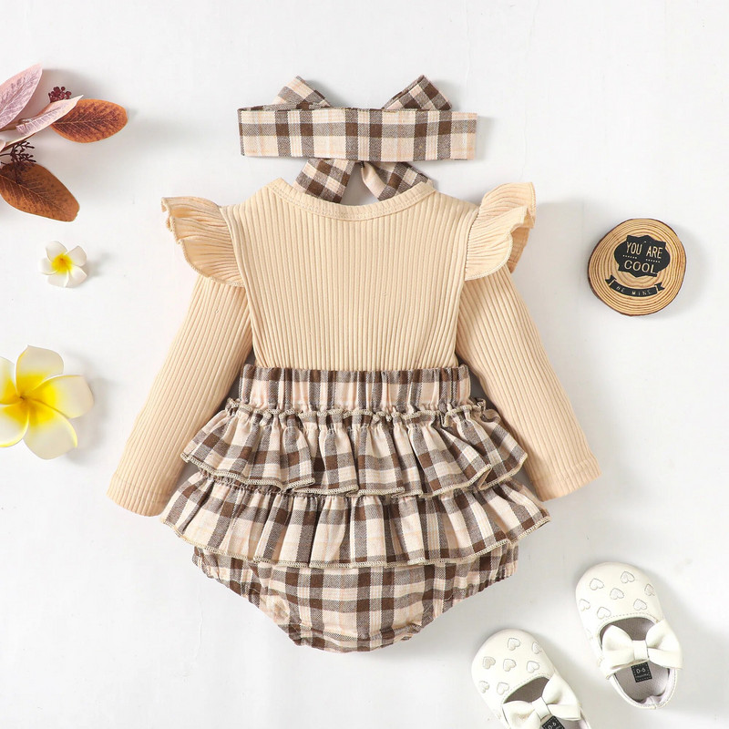 0-18M Kevadsügis vastsündinu tüdrukute Romper infant Knit Ruffle Bow Body, Pehme pikkade varrukatega Lattice Splice Jumpsuit