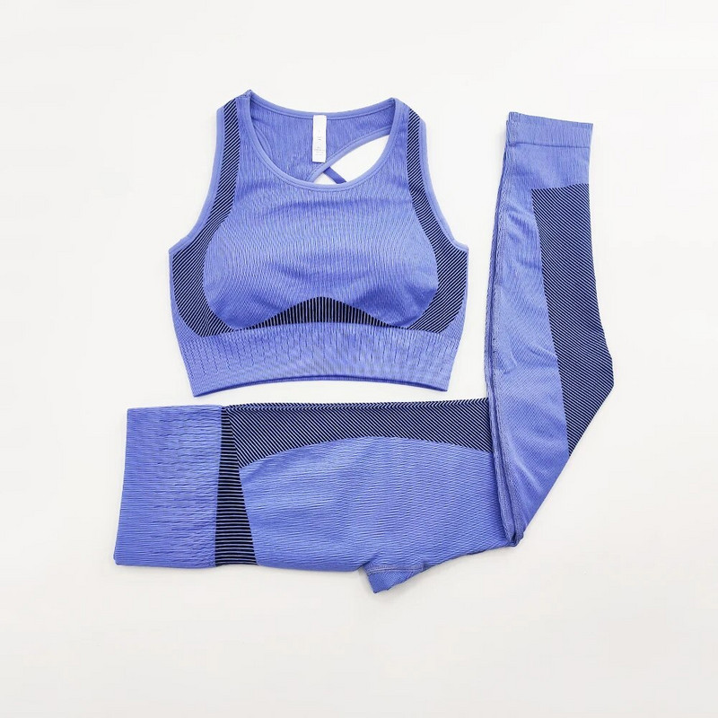 2 gab Energy Seamless Jogas komplekts Treniņa apģērbs Sievietēm Polsterēts sporta krūšturis+Sport Legingi Apģērbs High Fitness sporta zāles sporta tērpi