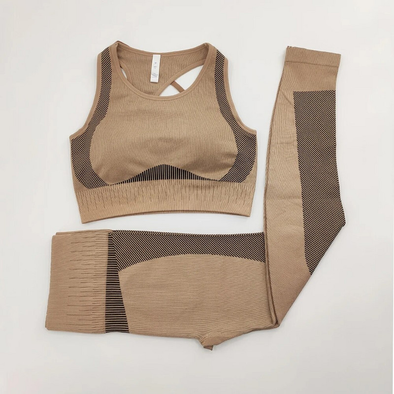 2 gab Energy Seamless Jogas komplekts Treniņa apģērbs Sievietēm Polsterēts sporta krūšturis+Sport Legingi Apģērbs High Fitness sporta zāles sporta tērpi