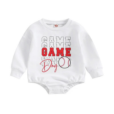 Rudens Jaundzimušie Zēni Zēni Meitenes Romperi Apģērbs Beisbols Vēstuļu apdruka ar garām piedurknēm O veida kakla bodiji Kombinezoni Kombinezoni Apģērbi